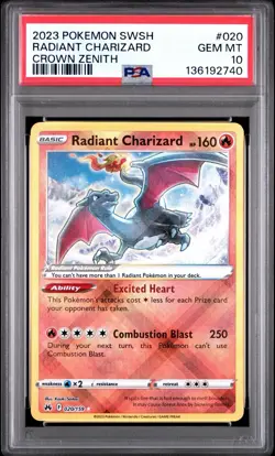 Pokemon TCG Crown Zenith Radiant Charizard 020/159 PSA 10 - Image 1