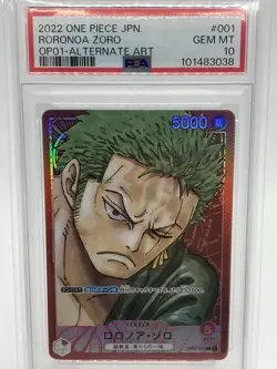 One Piece PSA10 Roronoa Zoro Leader Parallel OP01-001 Romance Dawn Japanese - Image 1