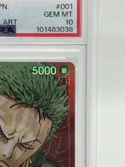 One Piece PSA10 Roronoa Zoro Leader Parallel OP01-001 Romance Dawn Japanese - Image 3