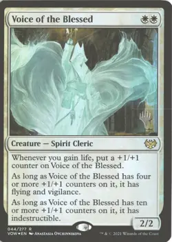 MTG Voice of the Blessed (044) *Foil* Promo PW Stamp Crimson Vow MT/NM Free Ship - Image 1