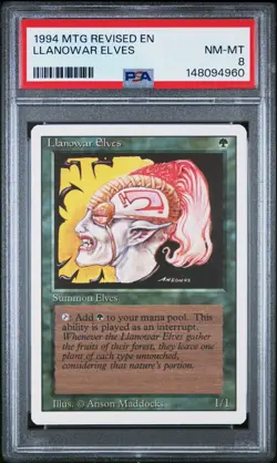 1994 MAGIC THE GATHERING REVISED EDITION LLANOWAR ELVES PSA 8 - Image 1