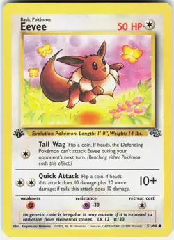 Pokemon Eevee 51/64 Common Jungle Pokemon Lightly Played A - Image 1
