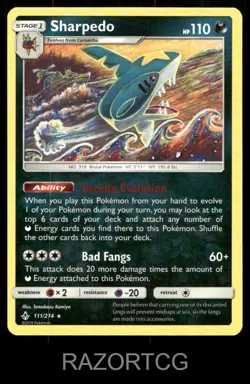 SHARPEDO 111/214 R UNBROKEN BONDS POKEMON NM/M - Image 1