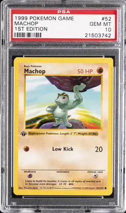 1999 POKEMON BASE SET 1ST EDITION #52 MACHOP PSA 10 - Image 1
