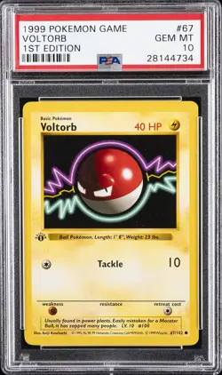 1999 POKEMON GAME 1ST EDITION #67 VOLTORB PSA 10 - Image 1