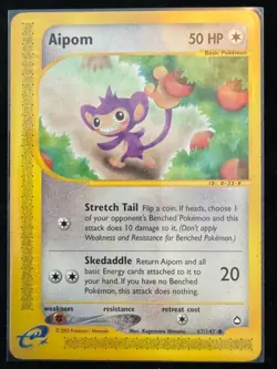 Aipom 67/147 Aquapolis E-Reader Non Holo Pokemon TCG Vintage WOTC LP - Image 1