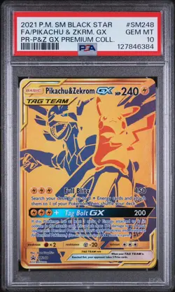 2021 Pokemon Sun & Moon Black Star Promo Pikachu & Zekrom GX SM248 PSA 10 - Image 1