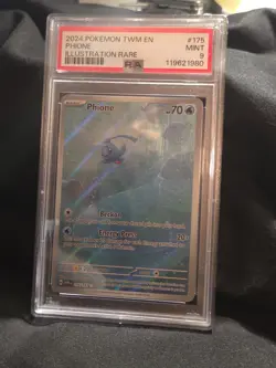 2024 Pokemon Twm En-Twilight Masquerade #175 Phione Illustration Rare PSA 9 - Image 1