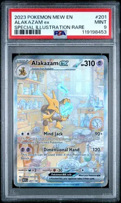 2023 POKEMON MEW EN-151 SPECIAL ILLUSTRATION RARE #201 ALAKAZAM EX PSA 9 - Image 1