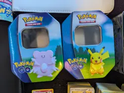 Nintendo Pokemon TCG Lot w/ Pikachu Carry Case, Binder, Pokemon GO Tins, Playmat - Image 3