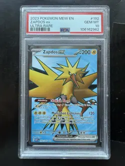 2023 Pokemon Mew En-151 192/165 Zapdos Ex Ultra Rare PSA 10 - Image 1