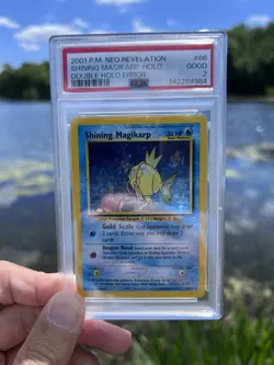 Shining Magikarp Double Holo Error PSA 2 POP 25 SWIRL Neo Revelation Pokemon - Image 1