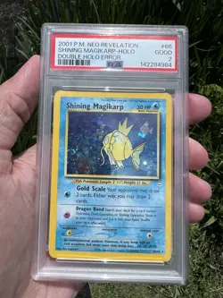 Shining Magikarp Double Holo Error PSA 2 POP 25 SWIRL Neo Revelation Pokemon - Image 3