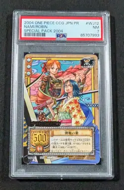 2004 Japanese One Piece CCG Nami & Robin WJ-12 PSA 7 NM Special Pack Promo - Image 1