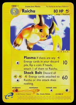 Pokemon Card - Raichu Expedition Base Set 61/165 Rare - Image 1