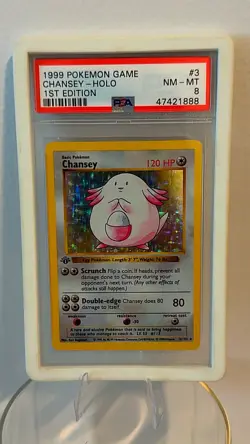 💎PSA NM-MINT 8💎 1ST EDITION POKEMON 1999 CHANSEY HOLO #3 ENGLISH BASE SET - Image 1