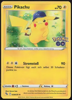 Pokemon Pikachu Holo Rare Pokemon GO 028/078 NM DE - Image 1