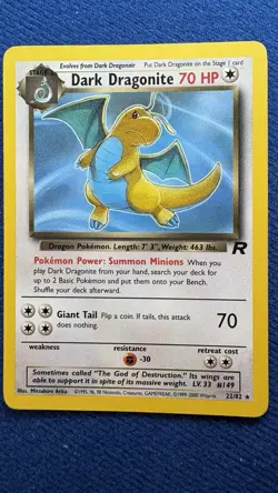 pokemon dark dragonite Rarecard 22/82 non-holo 1995 Wizards - Image 2