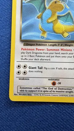 pokemon dark dragonite Rarecard 22/82 non-holo 1995 Wizards - Image 5