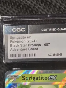 Sprigatito ex #087 2024 Black Star Promos Pokemon Adventure Chest,Holo CGC 9 - Image 2