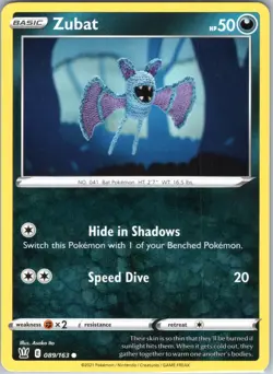 Zubat 089/163 Common Battle Styles Pokemon NM Asako Ito - Image 1