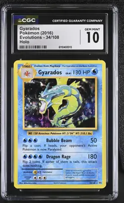 2016 😺 CGC GEM MINT 10 Gyarados Holo Evolutions #34 Pokemon English Pop 76 - Image 1