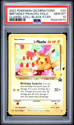 2021 POKEMON CELEBRATIONS CLASSIC COLLECTION #24 BIRTHDAY PIKACHU-HOLO PSA 10 - Image 1