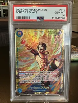 One Piece Card Game Portgas D. Ace OP13-119 SECRET RARE Holo ENG PSA 10 - Image 1
