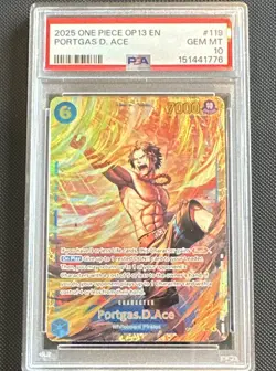 One Piece Card Game Portgas D. Ace OP13-119 SECRET RARE Holo ENG PSA 10 - Image 3