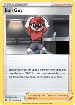 057/072 BALL GUY Uncommon Trainer Card Pokemon SWSH 4.5 Shining Fates TCG - Image 1