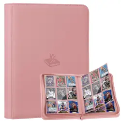 Trading Card Binder 9 Pocket, 360 Card Capacity, Pink Double-Sided Album - Image 1