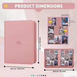 Trading Card Binder 9 Pocket, 360 Card Capacity, Pink Double-Sided Album - Image 2