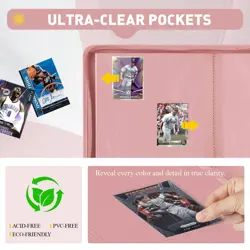 Trading Card Binder 9 Pocket, 360 Card Capacity, Pink Double-Sided Album - Image 4