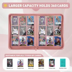 Trading Card Binder 9 Pocket, 360 Card Capacity, Pink Double-Sided Album - Image 5
