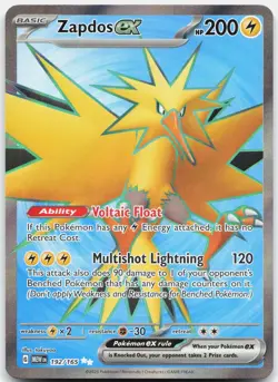 Pokemon Zapdos ex 192/165 Ultra Rare 151 Pokemon Near Mint - Image 1