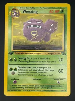 WEEZING 45/62 UNCOMMON FOSSIL POKEMON 1ST EDITION MP - Image 1