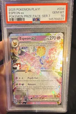 2025 POKEMON PLAY! POKEMON PRIZE PACK: SERIES 7 #034 ESPEON EX PSA 10 STAMP - Image 2