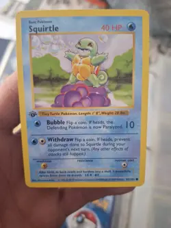 Pokemon TCG Squirtle 63/102 1st Edition Base Set Shadowless VLP/NM - Image 1