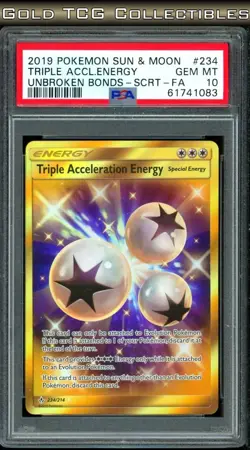 PSA 10 ⭐ Pokemon Triple Acceleration Energy 234 Unbroken Bonds Gold Full Art - Image 1