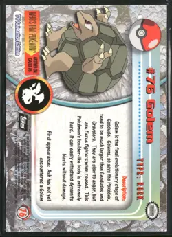 Topps TV Animation Edition Golem #76 Flame Foil Black Logo Pokemon Near Mint - Image 2