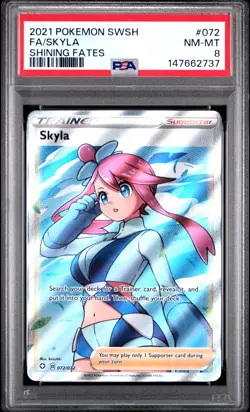 2021 POKEMON SWORD & SHIELD SHINING FATES #072 FULL ART/SKYLA PSA 8 - Image 1