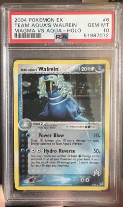 2004 POKEMON EX TEAM MAGMA VS TEAM AQUA #6 TEAM AQUA'S WALREIN-HOLO PSA 10 - Image 1