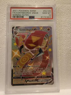 2021 POKEMON SWORD SHIELD CENTISKORCH VMAX FA SHINING FATES SV109 PSA 10 (0) - Image 1