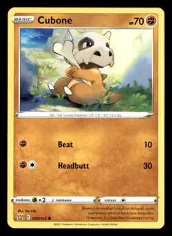 Cubone 069/163 Common Battle Styles Pokemon Near Mint - Image 1