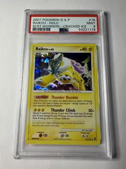 2007 POKEMON DIAMOND & PEARL SECRET WONDERS CRACKED ICE #16 RAIKOU-HOLO PSA 9 - Image 1