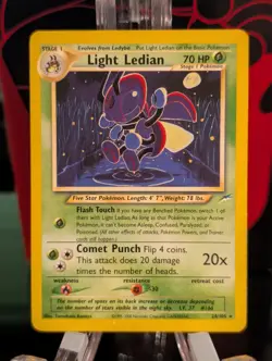 Pokemon Light Ledian 24/105 Unlimited Neo Destiny Non Holo Rare WOTC LP - Image 1