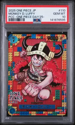 One Piece CCG Monkey D Luffy P-110 PSA 10 OP Day Promo "Lego" 2025 Japanese - Image 1