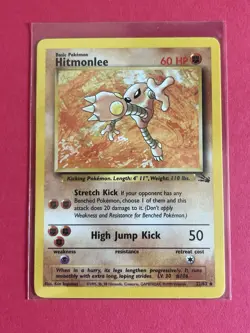 1999 Pokemon Fossil Hitmonlee Unlimited #22/62 Non-Holo Rare LP - Image 1