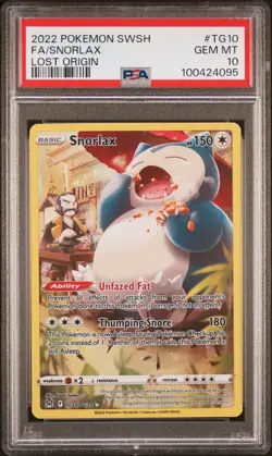 Pokemon TCG Snorlax TG10 SWSH LOST ORIGIN TRAINER GALLERY PSA 10 GEM MINT - Image 1