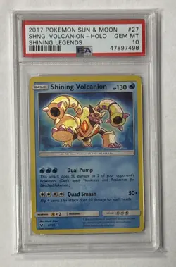 2017 POKEMON SUN & MOON SHINING LEGENDS SHINING VOLCANION HOLO #27 PSA 10 GEM MT - Image 1